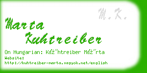 marta kuhtreiber business card